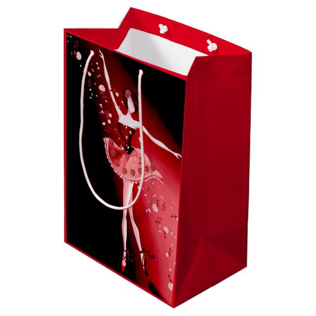 Bolsa De Regalo Mediana Ballerina y Rosas Ruby (Angulo reverso)