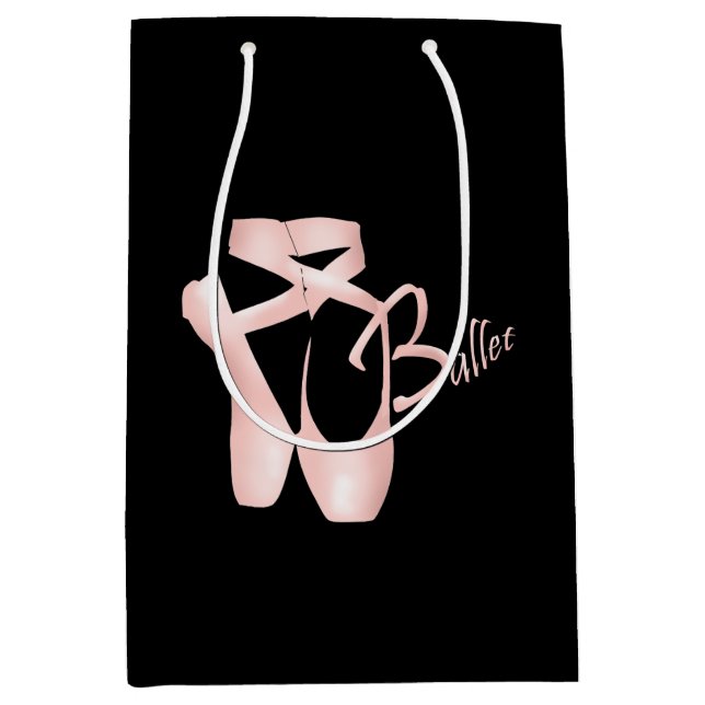 Bolsa De Regalo Mediana Ballet Ballerina Pink Pointe Shoes M Gift Bag (Anverso)