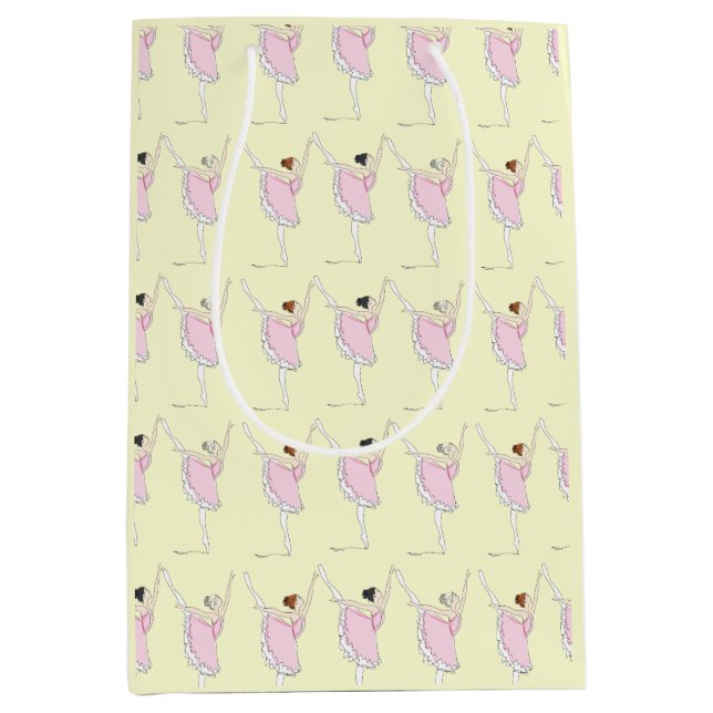 Bolsa De Regalo Mediana Ballet de ballet rosa y amarillo de coordinación (Anverso)