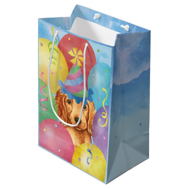 Bolsa De Regalo Mediana Balón de cumpleaños Setter irlandés (Angulo Anverso)