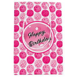 Bolsa De Regalo Mediana Baloncesto rosa y bolas blancas personalizadas