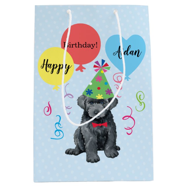 Bolsa De Regalo Mediana Balones de cumpleaños Bouvier des Flandres (Anverso)
