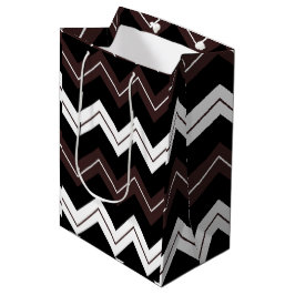 Bolsa De Regalo Mediana Banda de Chevron Black White Brown