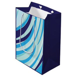 Bolsa De Regalo Mediana Banda diagonal azul abstracta