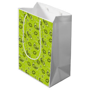 Bolsa De Regalo Mediana Bandana Lime Green Pattern Moderno Retro Preppy Fu