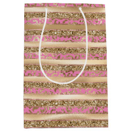 Bolsa De Regalo Mediana Bandas de impresión de leopardo de Purpurina de or