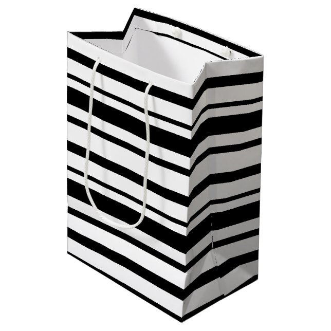 Bolsa De Regalo Mediana Bandas desiguales en blanco y negro (Angulo Anverso)