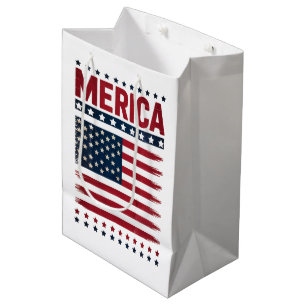 Bolsa De Regalo Mediana Bandera Americana 4 de Julio Merica