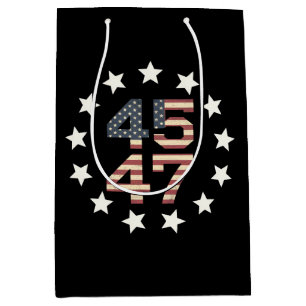 Bolsa De Regalo Mediana Bandera Americana Estadounidense Antigua Estrellas