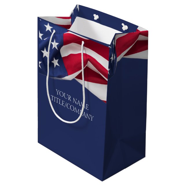 Bolsa De Regalo Mediana Bandera Americana Marketing Empresarial  (Angulo reverso)