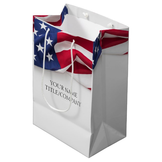 Bolsa De Regalo Mediana Bandera Americana Marketing Empresarial  (Angulo Anverso)