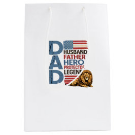 Bolsa De Regalo Mediana Bandera americana Papá León Patriótico 