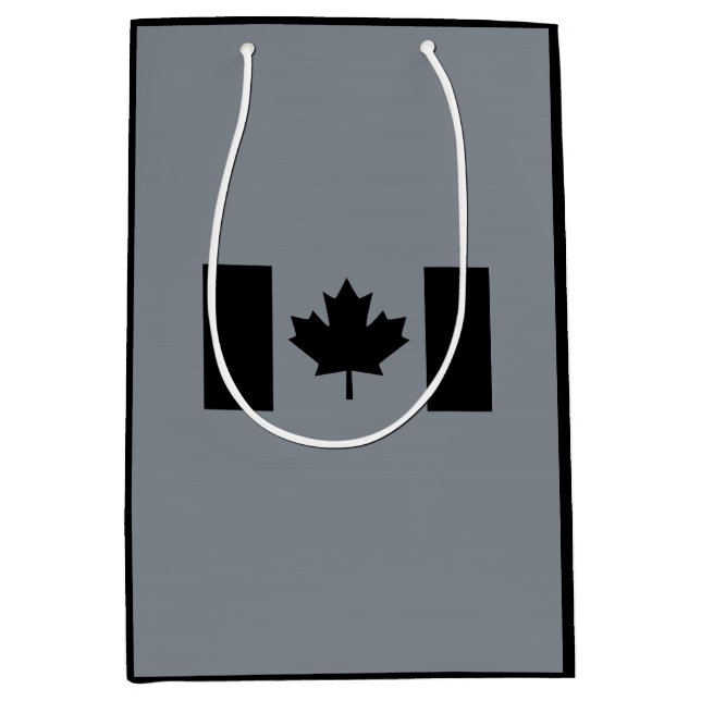Bolsa De Regalo Mediana Bandera canadiense en negro (Anverso)