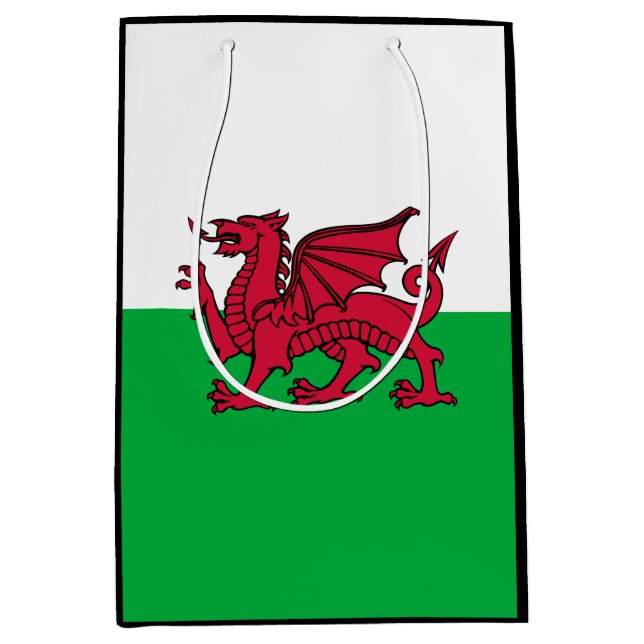 Bolsa De Regalo Mediana Bandera de dragón de Gales, bandera nacional gales (Anverso)