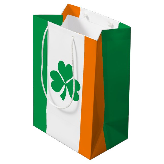 Bolsa De Regalo Mediana Bandera de Irlanda Shamrock (Angulo reverso)