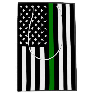 Bolsa De Regalo Mediana Bandera de la delgada línea verde: Veteranos milit
