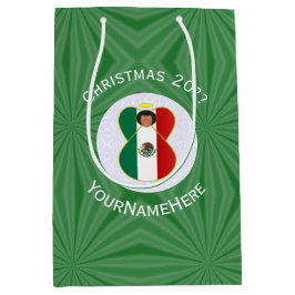 Bolsa De Regalo Mediana Bandera de Navidad Ángel Mexicano Personalizada 