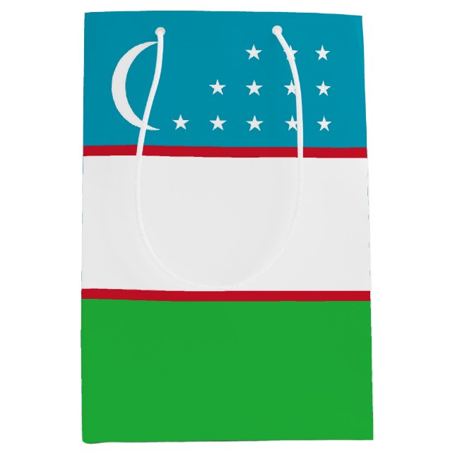 Bolsa De Regalo Mediana Bandera de Uzbekistán (Anverso)