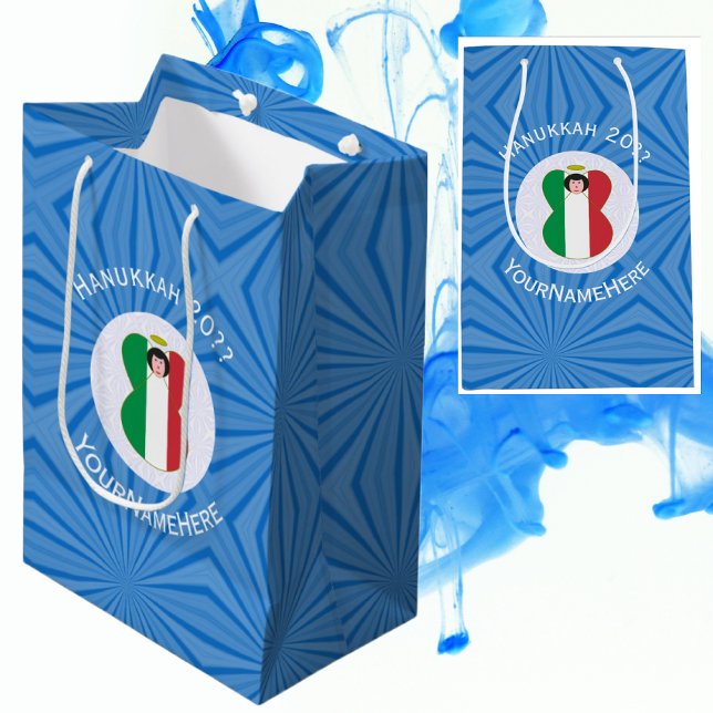 Bolsa De Regalo Mediana Bandera del Ángel Italiano para Hanukkah (Subido por el creador)