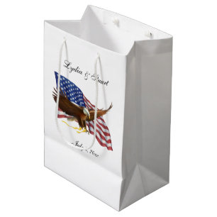Bolsa De Regalo Mediana Bandera estadounidense y Boda del águila