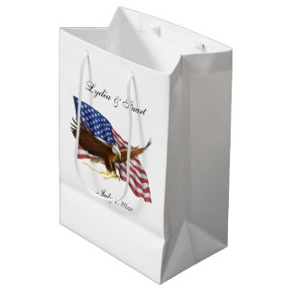 Bolsa De Regalo Mediana Bandera estadounidense y Boda del águila