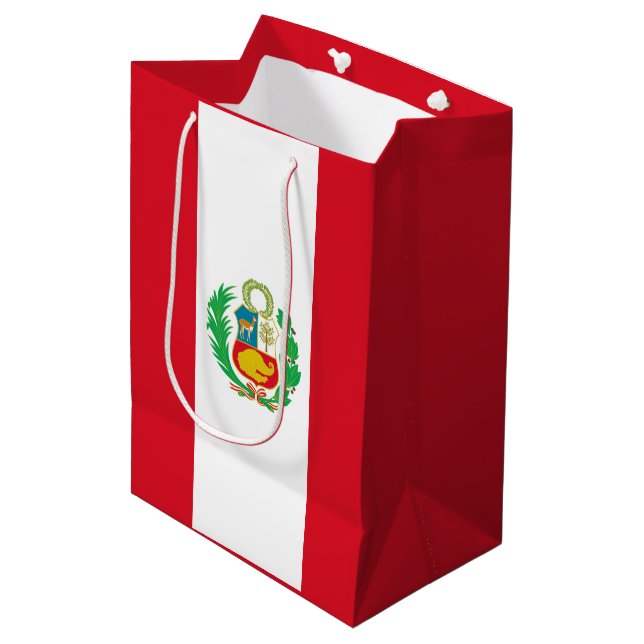 Bolsa De Regalo Mediana Bandera estatal de Perú (Angulo Anverso)