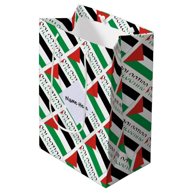 Bolsa De Regalo Mediana Bandera palestina y palestina cubierta con su nomb (Angulo Anverso)
