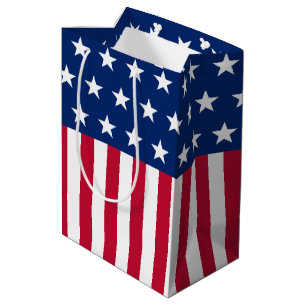 Bolsa De Regalo Mediana Bandera patriótica de EE. UU. Estrellas y franjas