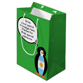 Bolsa De Regalo Mediana Banderera Argentina Pingüina Hablante 