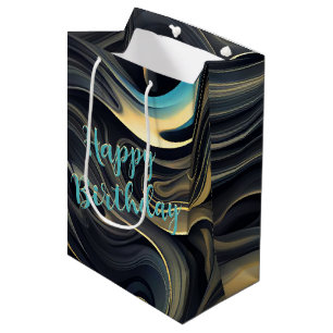 Bolsa De Regalo Mediana Bañera de humo negra y dorada