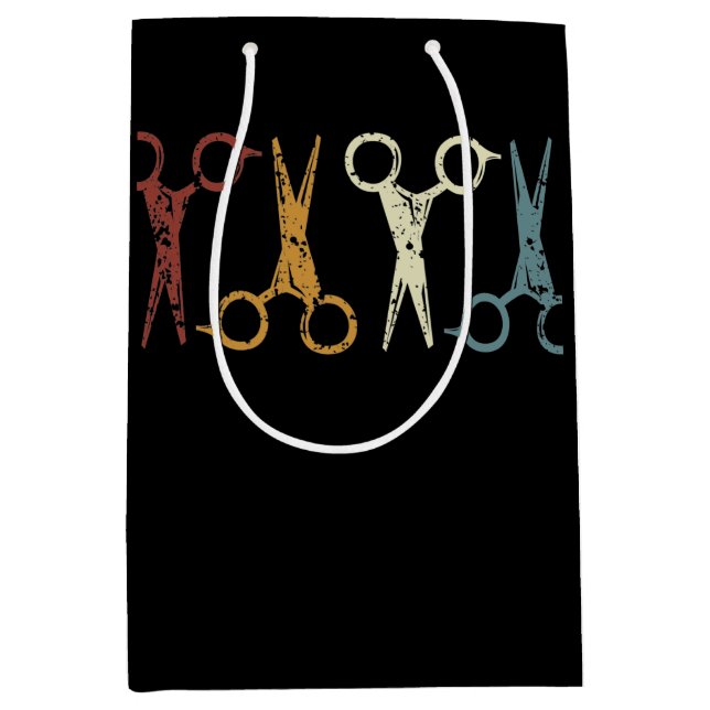 Bolsa De Regalo Mediana Barber y peluquero, diseño de tijeras gruesas (Anverso)