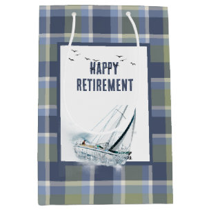 Bolsa De Regalo Mediana Barco De Vela De Jubilación En Placa