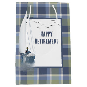 Bolsa De Regalo Mediana Barco De Vela De Jubilación En Placa