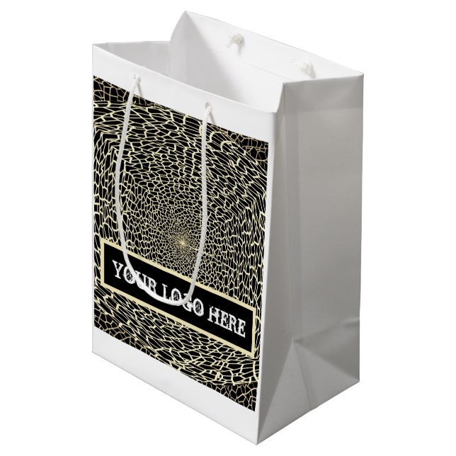 BOLSA DE REGALO MEDIANA BARRA DE REGALO DE ORO CUDO Y NEGRO (Angulo Anverso)