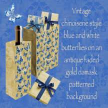 Barreras de poliéster azul Chinoiserie Damask