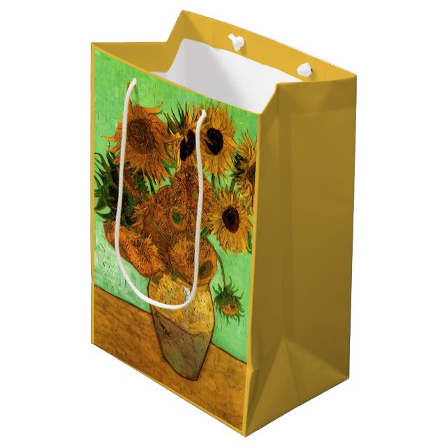 Bolsa De Regalo Mediana Base con doce girasoles de Vincent van Gogh (Angulo Anverso)