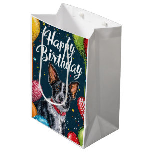 Bolsa De Regalo Mediana Basenji con Globos Cumpleaños