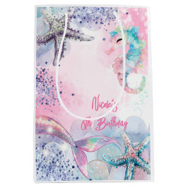 Bolsa De Regalo Mediana Bash de cumpleaños de sirena mágica submarina