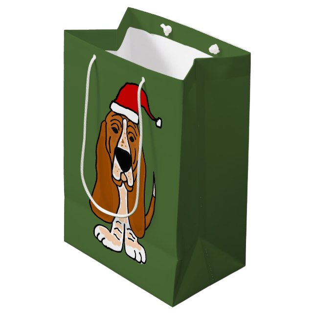 Bolsa De Regalo Mediana Basset Hound divertido en bolso del regalo del (Angulo Anverso)