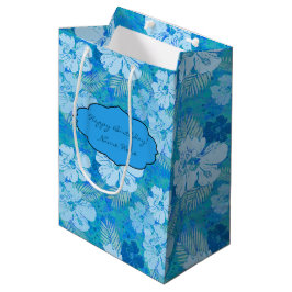 Bolsa De Regalo Mediana Batik del azul del hibisco