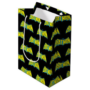 Bolsa De Regalo Mediana Batman Logotipo azul amarillo vintage