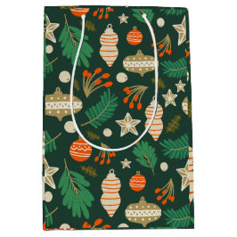 Bolsa De Regalo Mediana Baubles navidades y verde follaje invernal