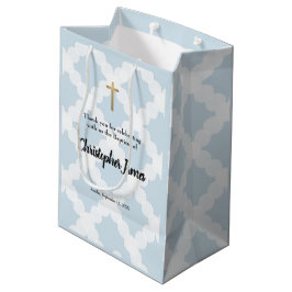 Bolsa De Regalo Mediana Bautismo de niño bebé personalizado Cruz de oro az
