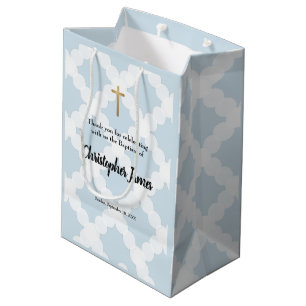 Bolsa De Regalo Mediana Bautismo de niño bebé personalizado Cruz de oro az