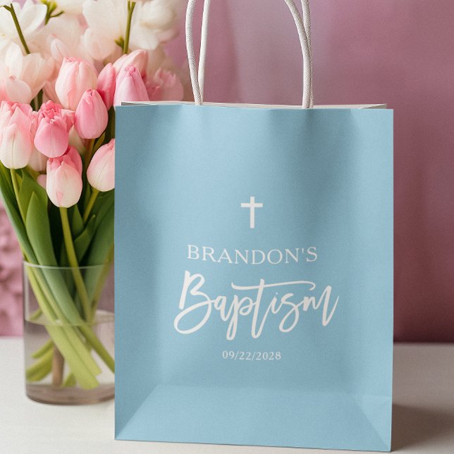 Bolsa De Regalo Mediana Bautismo moderno de niño azul (Subido por el creador)