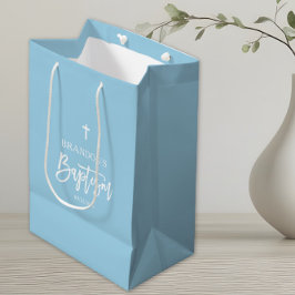 Bolsa De Regalo Mediana Bautizo de Niño Azul Moderno 