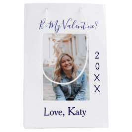 Bolsa De Regalo Mediana Be my valentine love name purple year photo simple