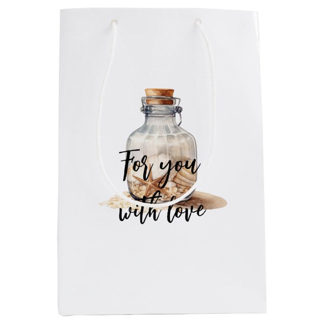 Bolsa De Regalo Mediana Beach Sand Starfish Bottle (Anverso)