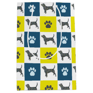 Bolsa De Regalo Mediana Beagle Dog & Paw Silhouette New Puppy