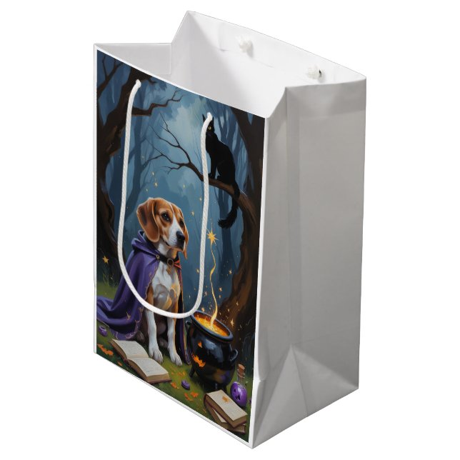 Bolsa De Regalo Mediana Beagle Dog Whimsical Halloween Pintura (Angulo Anverso)